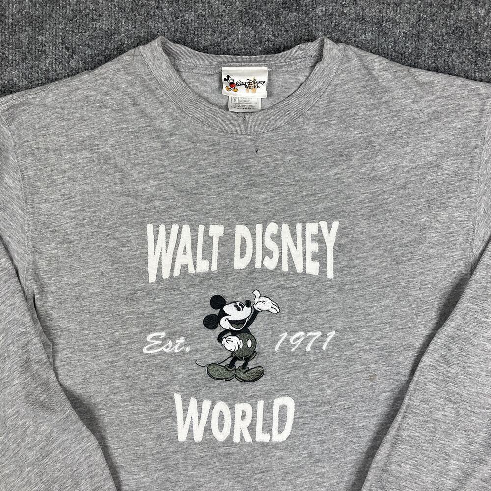 Disney Long Sleeve T-Shirt Mens S Gray Mickey Mouse Walt‎ Disney World